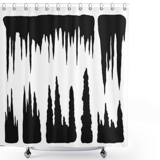 Personality  Stalactites, Growths And Mineral Formations. Vector Shower Curtains