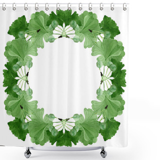 Personality  Beautiful Green Ginkgo Biloba With Leaves Isolated On White. Watercolor Background Illustration. Watercolour Drawing Fashion Aquarelle Isolated On White. Frame Border Ornament. Shower Curtains