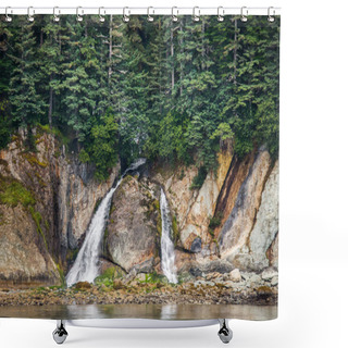 Personality  Small Waterfall On Coast Of Alaska Shower Curtains