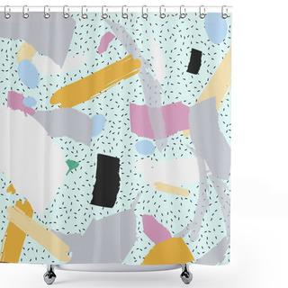 Personality  Artistic Vector Background In Trendy 80s 90s Style. Messy Cover, Advertisement Shower Curtains