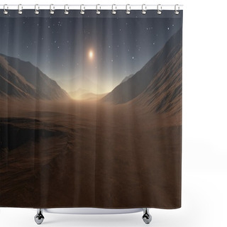 Personality  Sunset On Mars. All Art Elements Made By Me. Used Software Terragen3 Shower Curtains