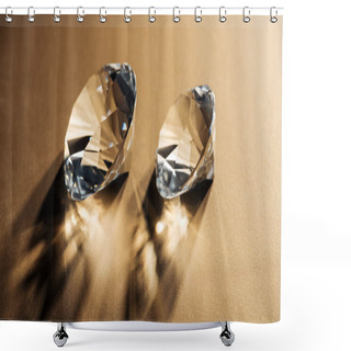 Personality  Sparkling Clear Diamonds On Golden Background Shower Curtains