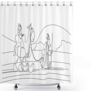 Personality  Abraham Goes Forward. Sarah Is Riding A Camel. Shower Curtains