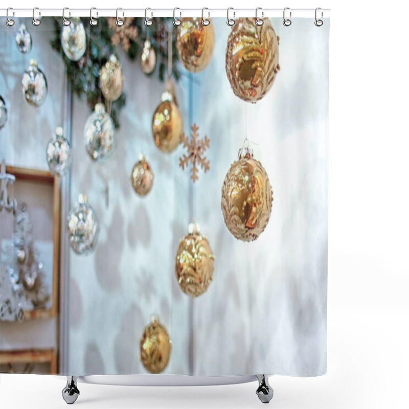 Personality  Bright Christmas Decorations At Warehouse Shower Curtains