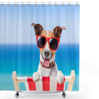Personality  Summer Vacation Dog Shower Curtains