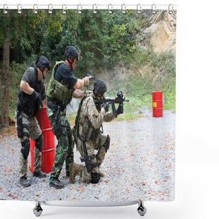Personality  Special Police Unit In Training Shower Curtains
