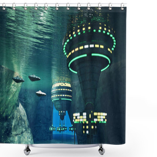 Personality  Underwater Alien Cave Shower Curtains