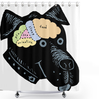 Personality  Woodcut Illustration Of Brainmap Of Dog Shower Curtains