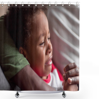Personality  Little African Boy Crying Shower Curtains
