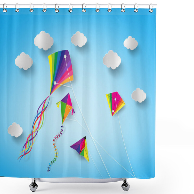 Personality  Kite On Sky Shower Curtains