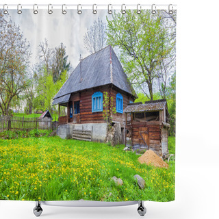 Personality  Traditional Village Building From The Mountains Of Transylvania Shower Curtains