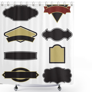 Personality  Set Of 8 Logo/Label Vectors Shower Curtains