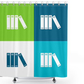 Personality  Books Arranged Vertically Flat Four Color Minimal Icon Set Shower Curtains