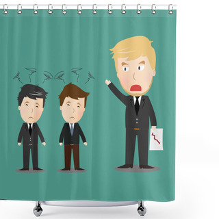 Personality  Vector Of Businessman With Angry Boss Shower Curtains
