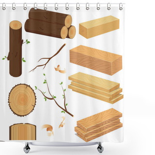 Personality  Timber Wood Set. Shower Curtains