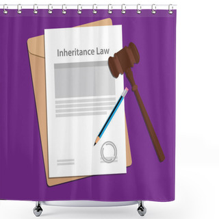 Personality  Inheritance Law Concept Illustration With Paperworks, Pen And A Judge Hammer Shower Curtains