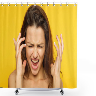 Personality  Stress Emotional Breakdown Angry Woman Screaming Shower Curtains