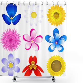 Personality  Flowers Icon Set Shower Curtains