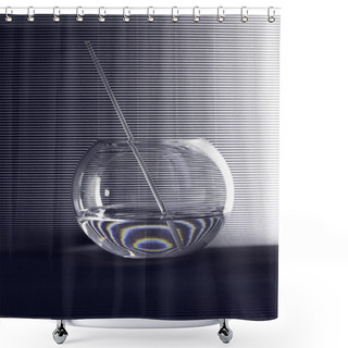 Personality  Round Glass Refractive Vessel On Striped Background Shower Curtains