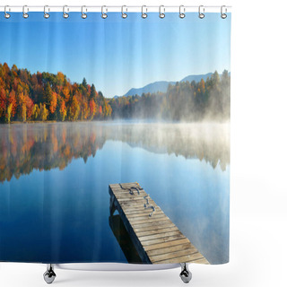 Personality  Autumn Foliage And Fog Lake Shower Curtains