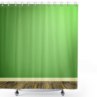 Personality  Interior With Green Wall And Wooden Floor Shower Curtains