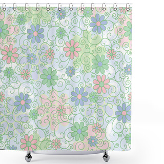 Personality  Pastel Floral Filigree Shower Curtains