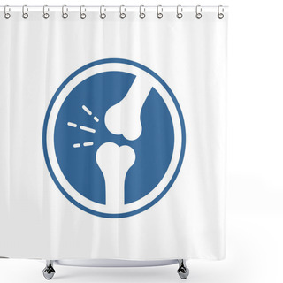 Personality  Bones And Joints Icon. Symbol Of Knee Or Elbow With Pain Sound Lines.  Shower Curtains