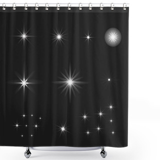 Personality  Set Of Vector Glowing Light Effect Stars Bursts With Sparkles On Black Background. Stars Background.  Shower Curtains