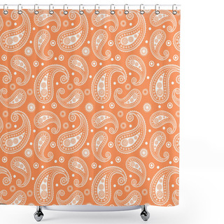 Personality  Orange & White Funky 60s 70s Paisley Tile Pattern Shower Curtains