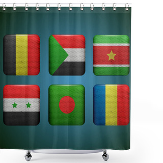 Personality  Vector Set Of Flags Shower Curtains