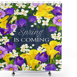 Personality  Spring Season Holiday Flowers Vector Greeting Card Shower Curtains