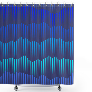 Personality  Sea And Sound Wave Blue Vector Seamless Pattern Shower Curtains