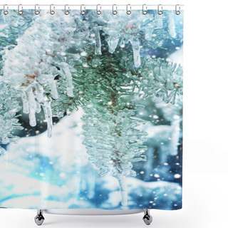 Personality  Frozen Branches In Ice Shower Curtains