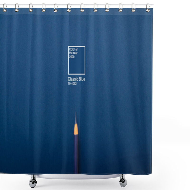 Personality  Classic Blue Lettering 2020. Gradient Color Palette. Creative Pa Shower Curtains