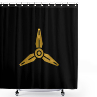 Personality  Blades Gold Plated Metalic Icon Or Logo Vector Shower Curtains