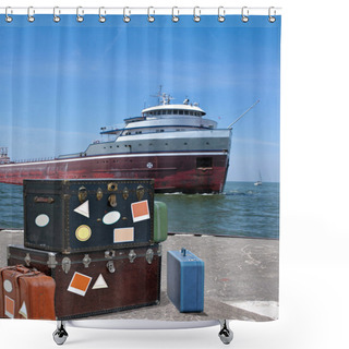 Personality  Old Steamer Trunks Shower Curtains