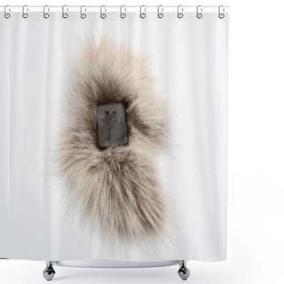 Personality  Norse Rune Fehu, Isolated On Fur And White Background. Wealth, Creativity, Passion, Fire. Rune Fehu Is Associated With The Scandinavian Goddess Freya. Shower Curtains