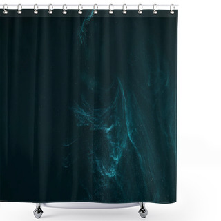 Personality  Abstract Artistic Background With Turquoise Paint On Black  Shower Curtains