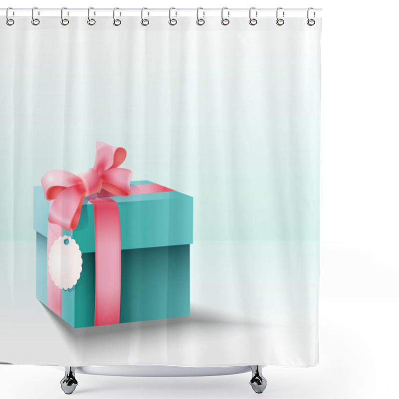 Personality  Vector Gift Box With Silk Pink Bow Shower Curtains