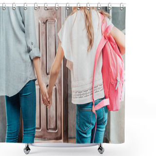 Personality  Mother And Daughter Going To School Shower Curtains