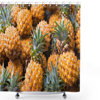 Personality  Assortment Of Fresh Pineapples On Market Stall Shower Curtains
