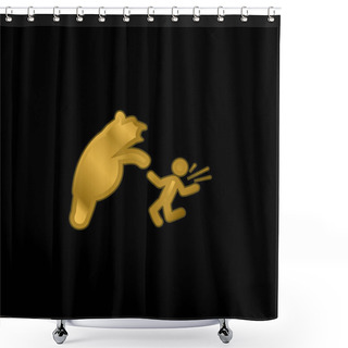 Personality  Bear Attacking Gold Plated Metalic Icon Or Logo Vector Shower Curtains