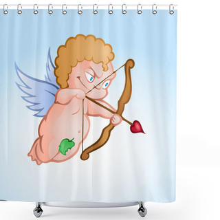 Personality  Angel Cupid. Vector Illustration. Shower Curtains