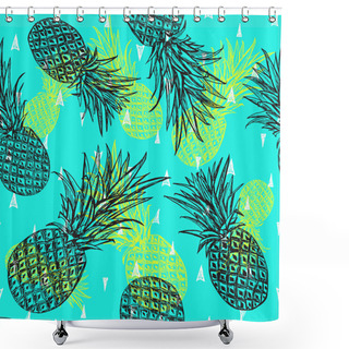 Personality  Seamless Pattern With Pineapples Shower Curtains
