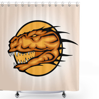 Personality  Vector Illustration Of A Dinosaur Head Snapping Set Inside Circle. Shower Curtains