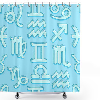 Personality  Vector Seamless Pattern Of Cartoon Zodiac Signs. Astrological Background. Shower Curtains