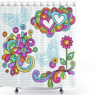 Personality  Hand-Drawn Psychedelic Groovy Notebook Doodle Design Elements Shower Curtains