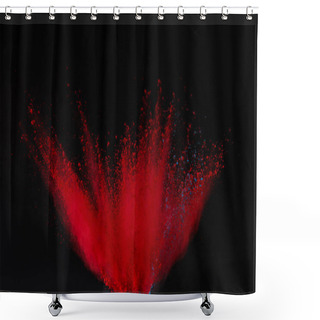 Personality  Red Holi Powder Explosion Isolated On Black, Festival Of Colours Shower Curtains