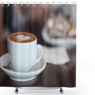 Personality  Cappuccino With Foam And Heart Shower Curtains