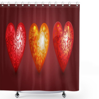 Personality  Three Hearts. Vector Illustration Shower Curtains